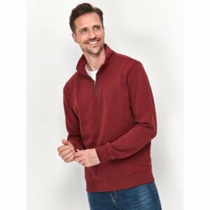 Half Zip Sweat Top  - Burgundy