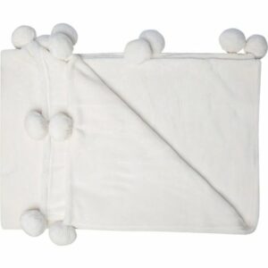 Pom Pom Fleece Throw  - Cream