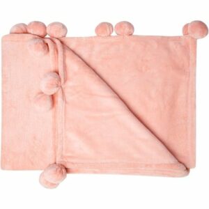 Pom Pom Fleece Throw  - Pink