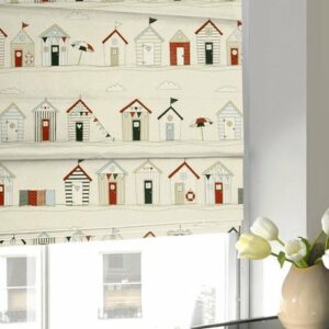 Beach Huts Roman Blind Blue