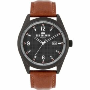 Ben Sherman Gent's IP Carnaby Check Watch with Genuine Leather Strap